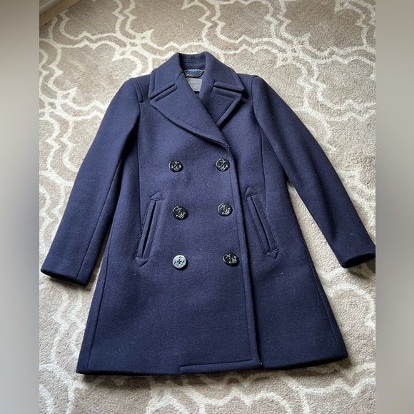 J. Crew Stadium Cloth Nello Gori Wool Navy Blue Size 0 - Picture 1 of 7